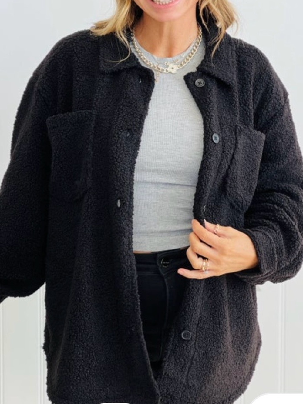 NWT MONO B BLACK SHERPA JACKET
